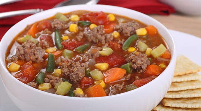 Soup with hamburger and vegetables, a surprising and tasty sweet potato recipe