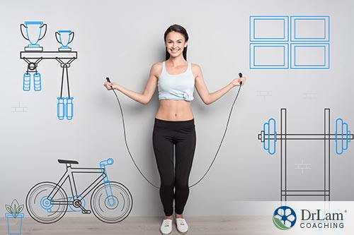 An image of a woman holding a jump rope