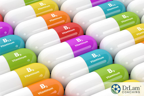 An image of different vitamin B capsules in all different colors