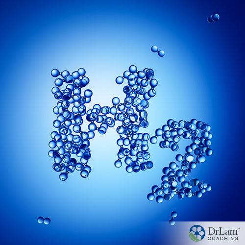 An image of tiny bubbles forming a H and the number 2 to represent molecular hydrogen