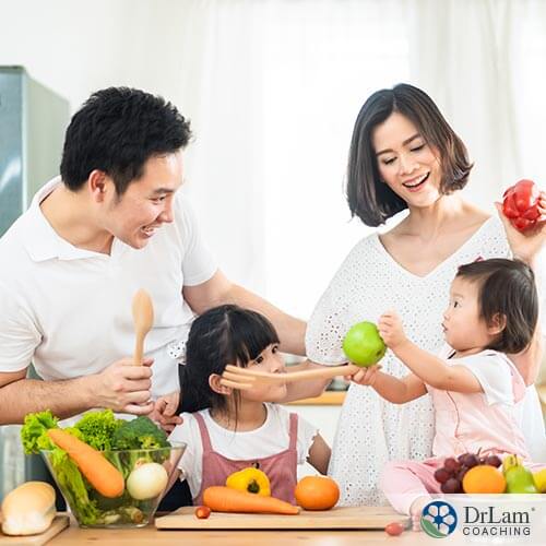An image of a family making a meal together
