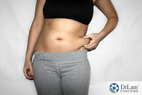An image of a woman with some excess fat on her midsection