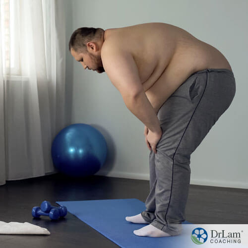 An image of an obese man adding exercise into his life