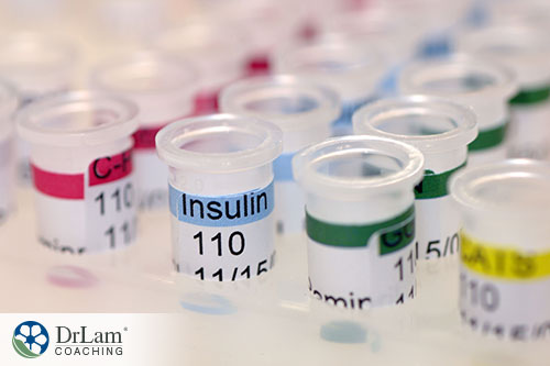 An image of natural sourced peptides in small test tubes one of which is insulin