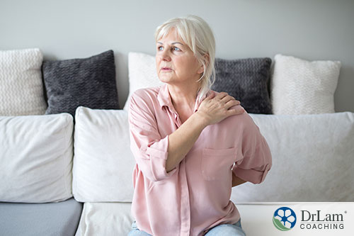An image of an older woman experiencing some joint pain