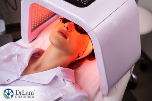 An image of a woman getting red light therapy