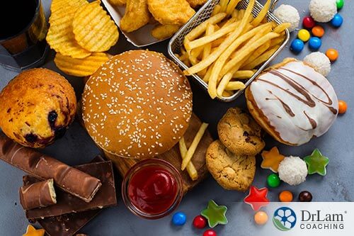 An image of junk foods on a table
