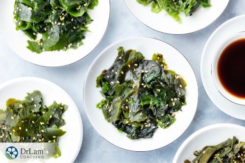 An image of many plates full of Seaweeds