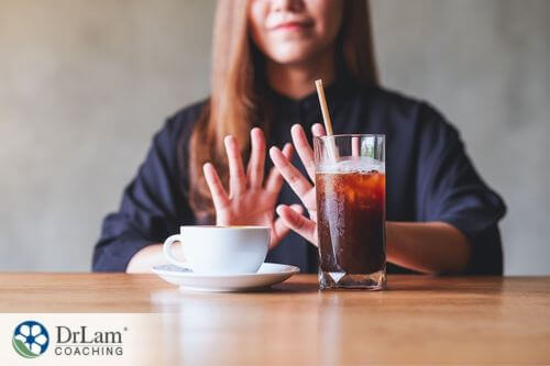 An image of a woman rejecting soda and coffee