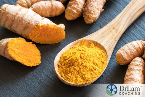 An image of fresh and powdered turmeric