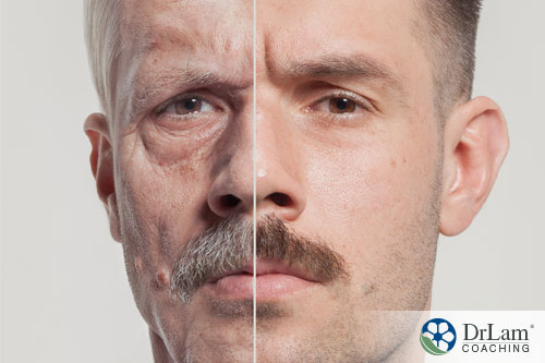 An image of a mans face, half is aged and the other is young. Could the thymus gland affect aging?