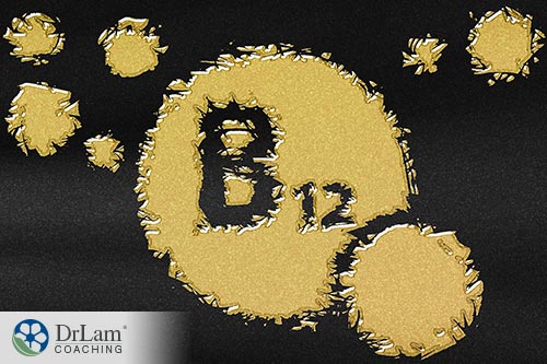 An image of gold powder on a black background with B12 written in it