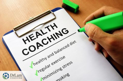 An image of a clipboard with Health Coaching at the top and things being checked off