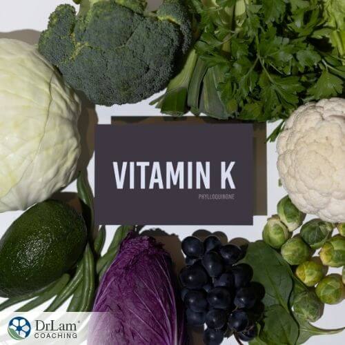 An image of vegetables and fruits with vitamin K