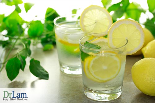 Dr Lam Adrenal Fatigue diet suggests drinking lots of water. Try this lemon water today