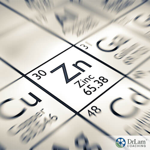 An image of the elemental table focusing on zinc, zinc-rich foods are essential